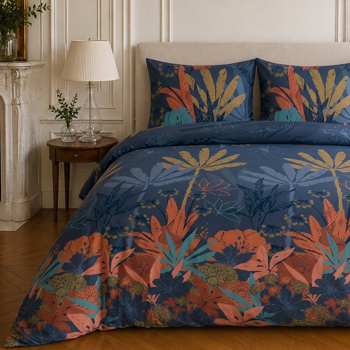 Parure de lit en microfibre motif tropical, FUNNY PALM vert, C DESIGN HOME TEXTILE