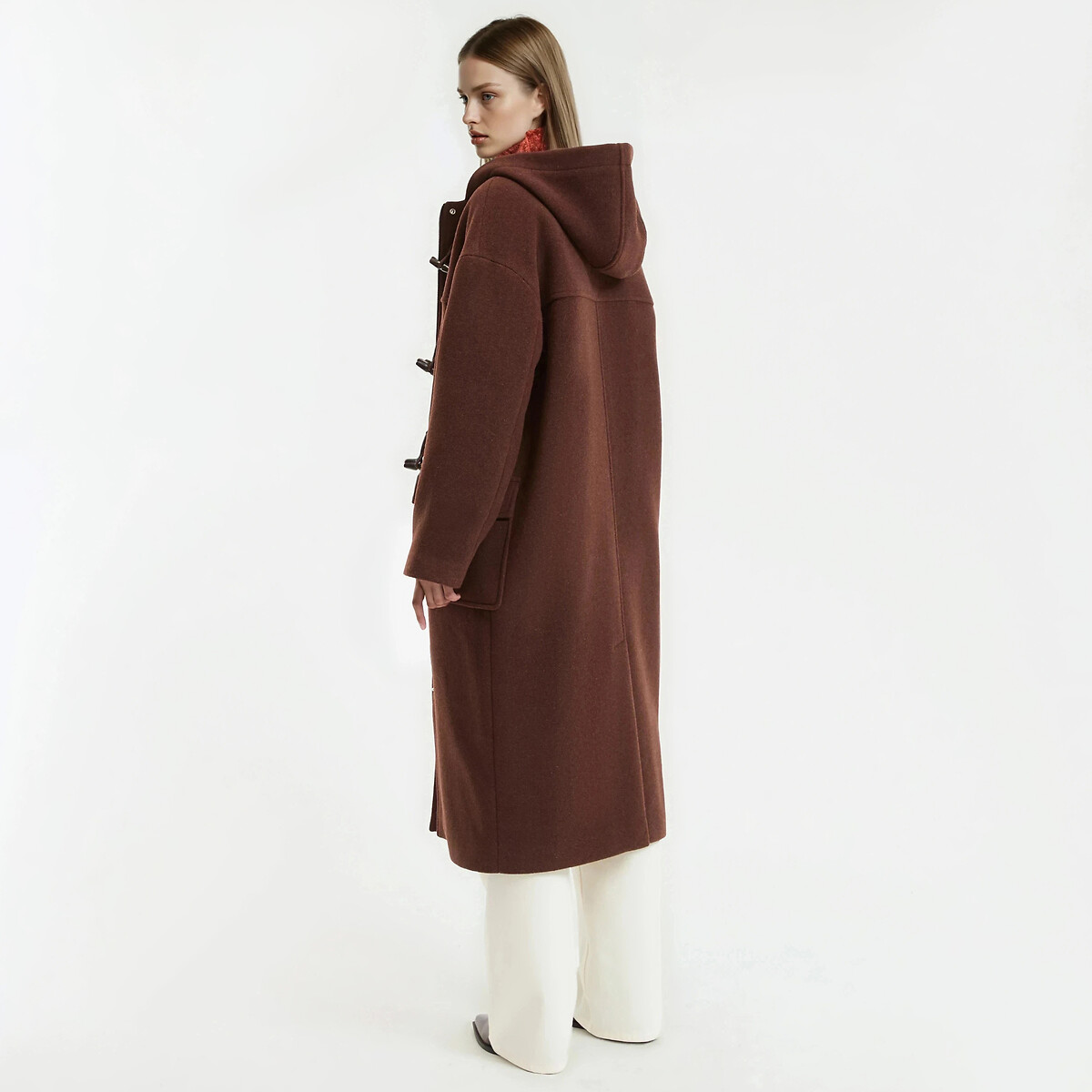 Duffle-coat long à capuche, plein hiver marron, LA REDOUTE COLLECTIONS