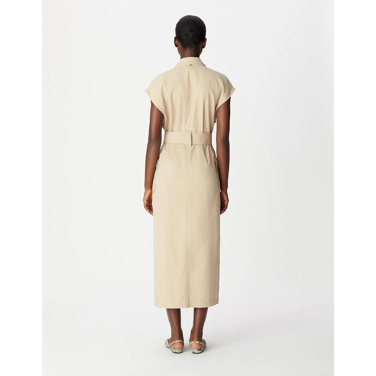 Robe chemise sans manches ceinturée lin, IKKS