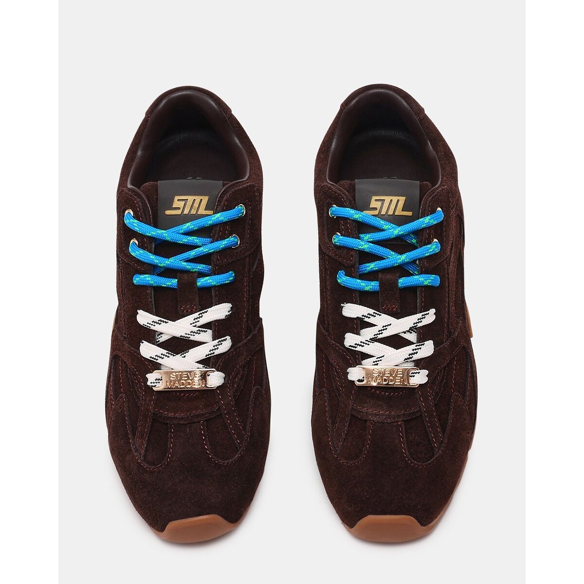 Sapatilhas em pele camurça, atacadores duplos, ASIEL castanho, STEVE MADDEN