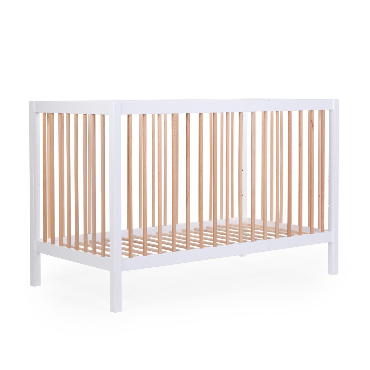Lit bébé sommier à lattes hauteur réglage 120x60 cm blanc, CHILDHOME