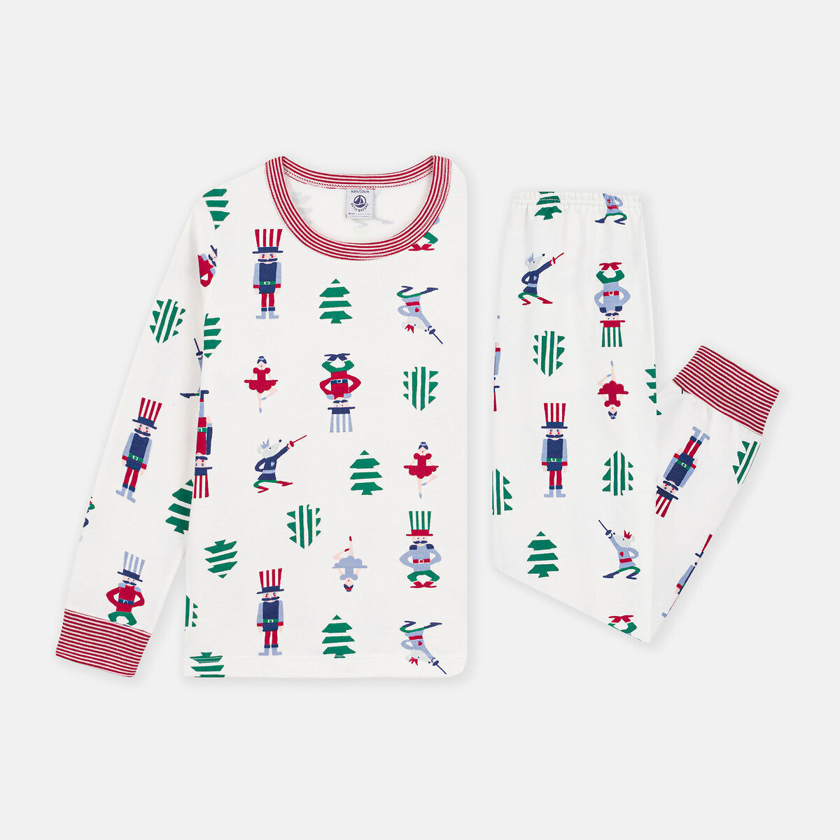 Pyjama en molleton, imprimé Casse-Noisette imprimé fond blanc, PETIT BATEAU