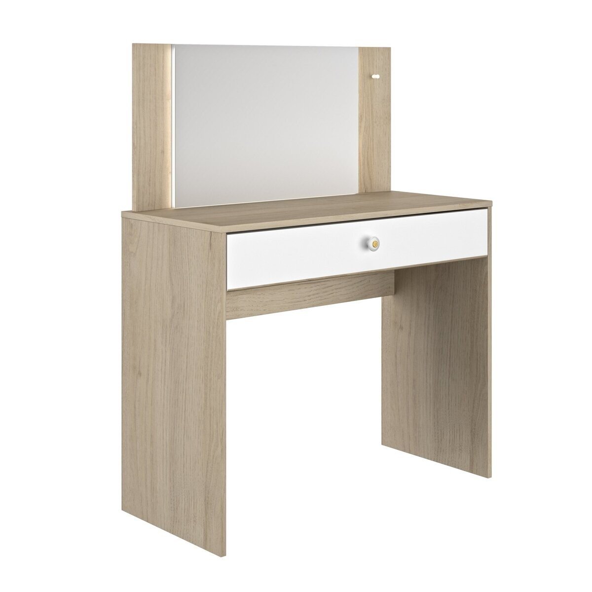 Coiffeuse avec 1 tiroir de rangement L94 cm - MAKEUP blanc/bois, CALICOSY