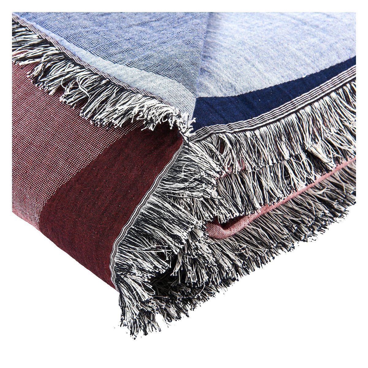 Plaid coton CLARISSE bordeaux, HABITAT