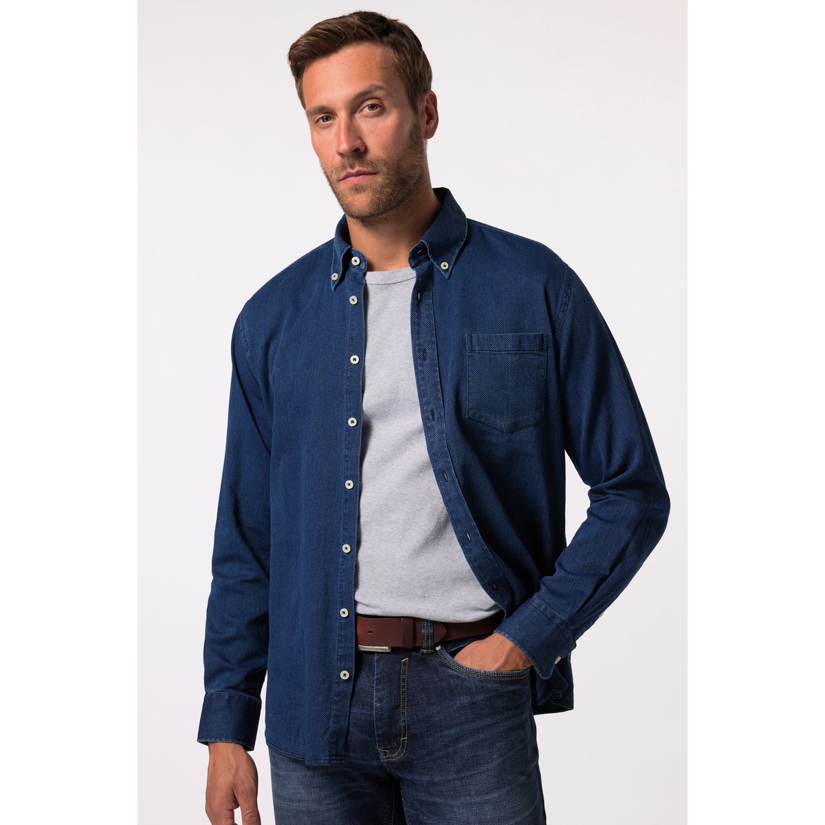 Chemise en jean jean bleu foncé, JP1880