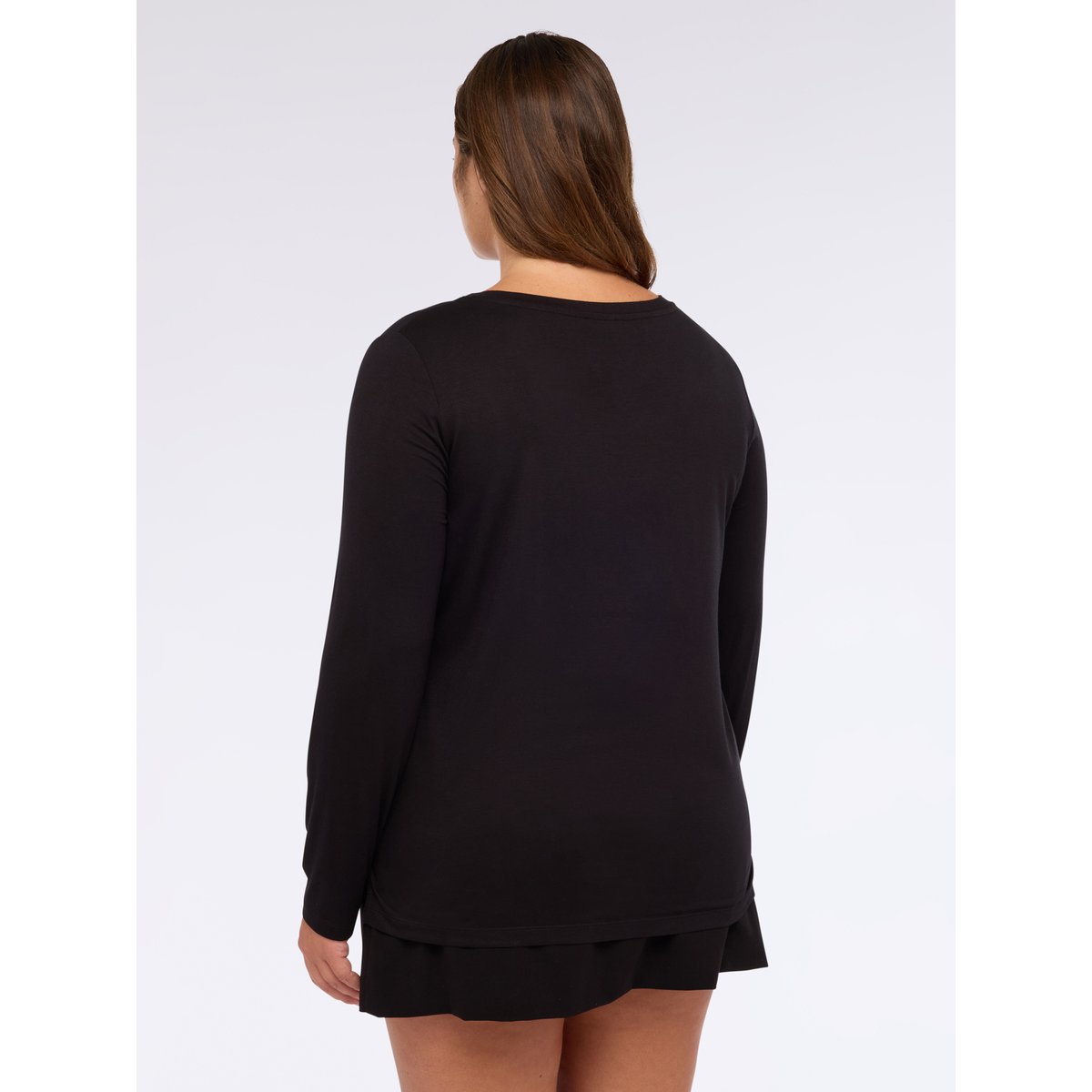 T-shirt bimatière à manches longues noir, FIORELLA RUBINO