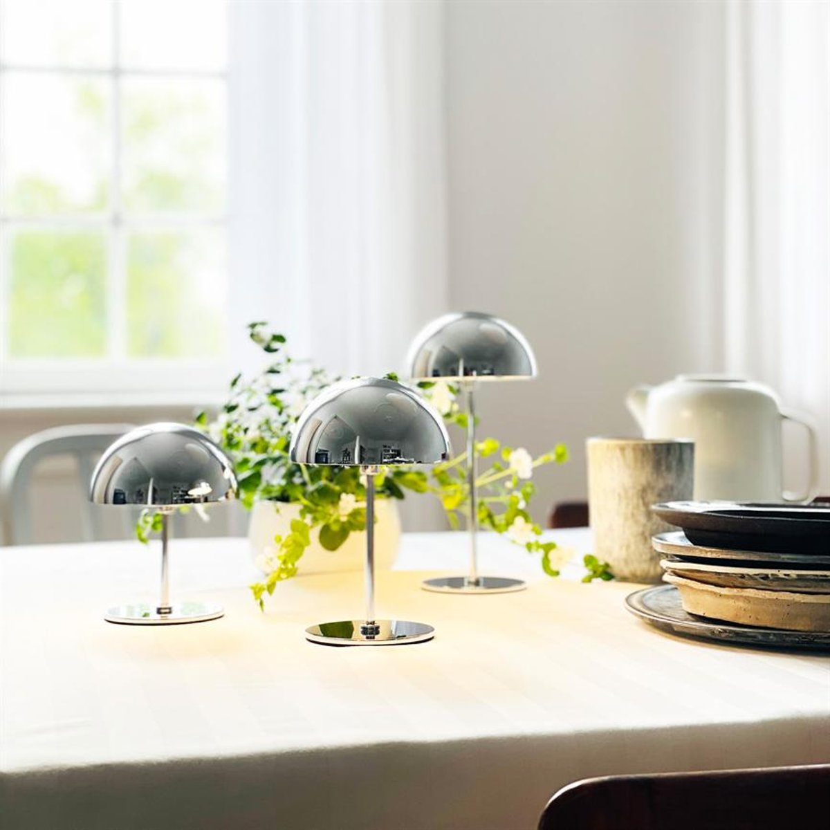 Lampe à poser LED ALONG - paquet de 3 chromé, DYBERG LARSEN