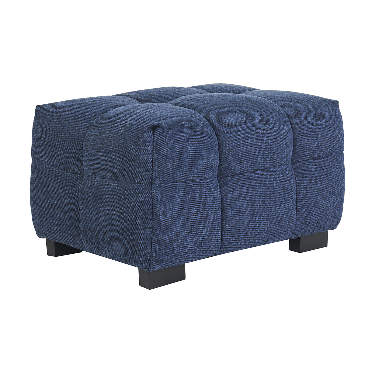 Pouf repose-pieds design en tissu effet velours terre brûlée CORTO bleu foncé, MILIBOO