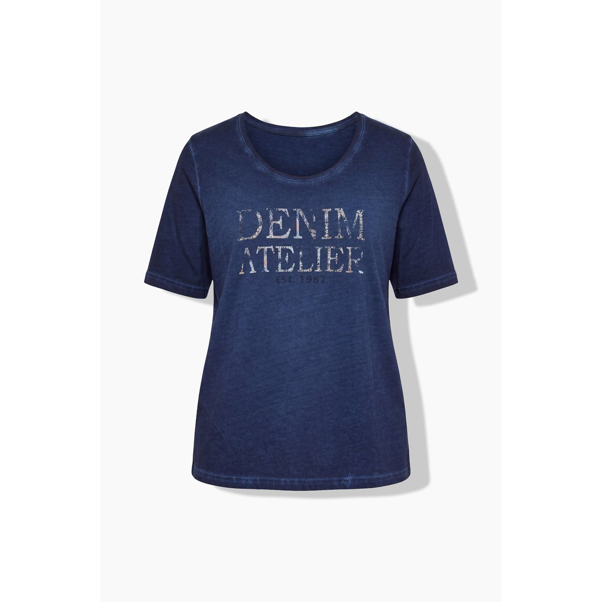 T-shirt avec message bleu encre, ULLA POPKEN