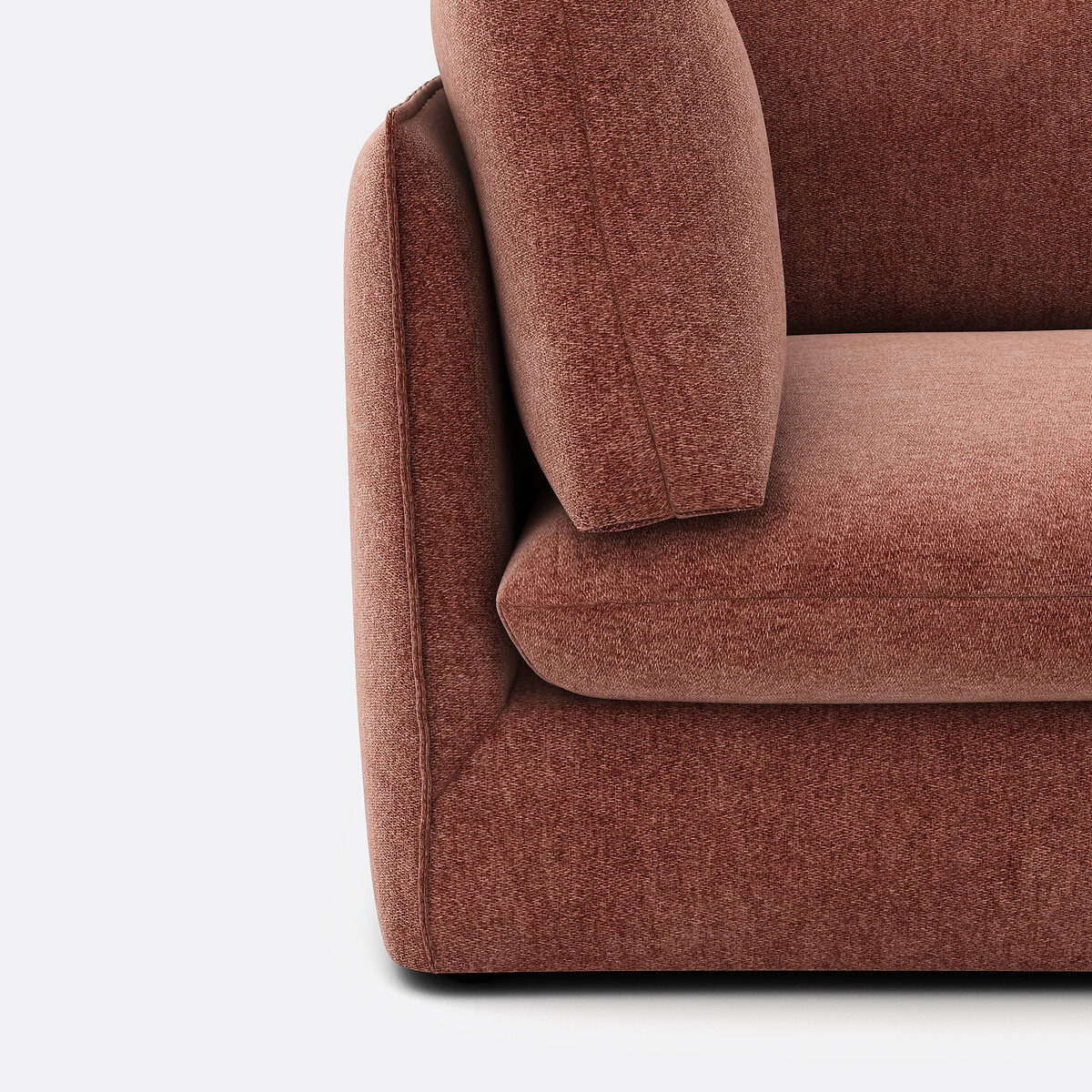 3-zits rechte bank in gevlekt polyester, MALO roze steenrood, LA REDOUTE INTERIEURS