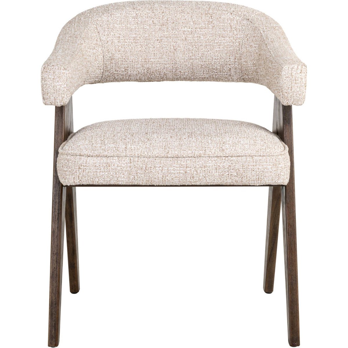 Chaise de salle à manger en tweed crème tweed et bois foncé, RECOLLECTION