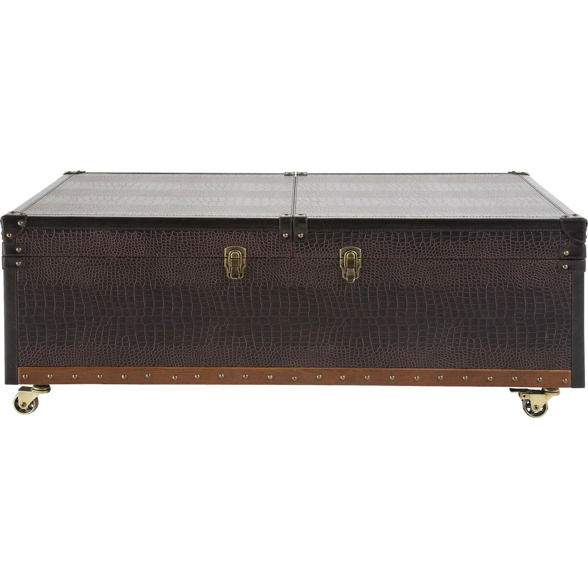 Table basse bar en simili croco, GLOBETROTTER marron, KARE DESIGN