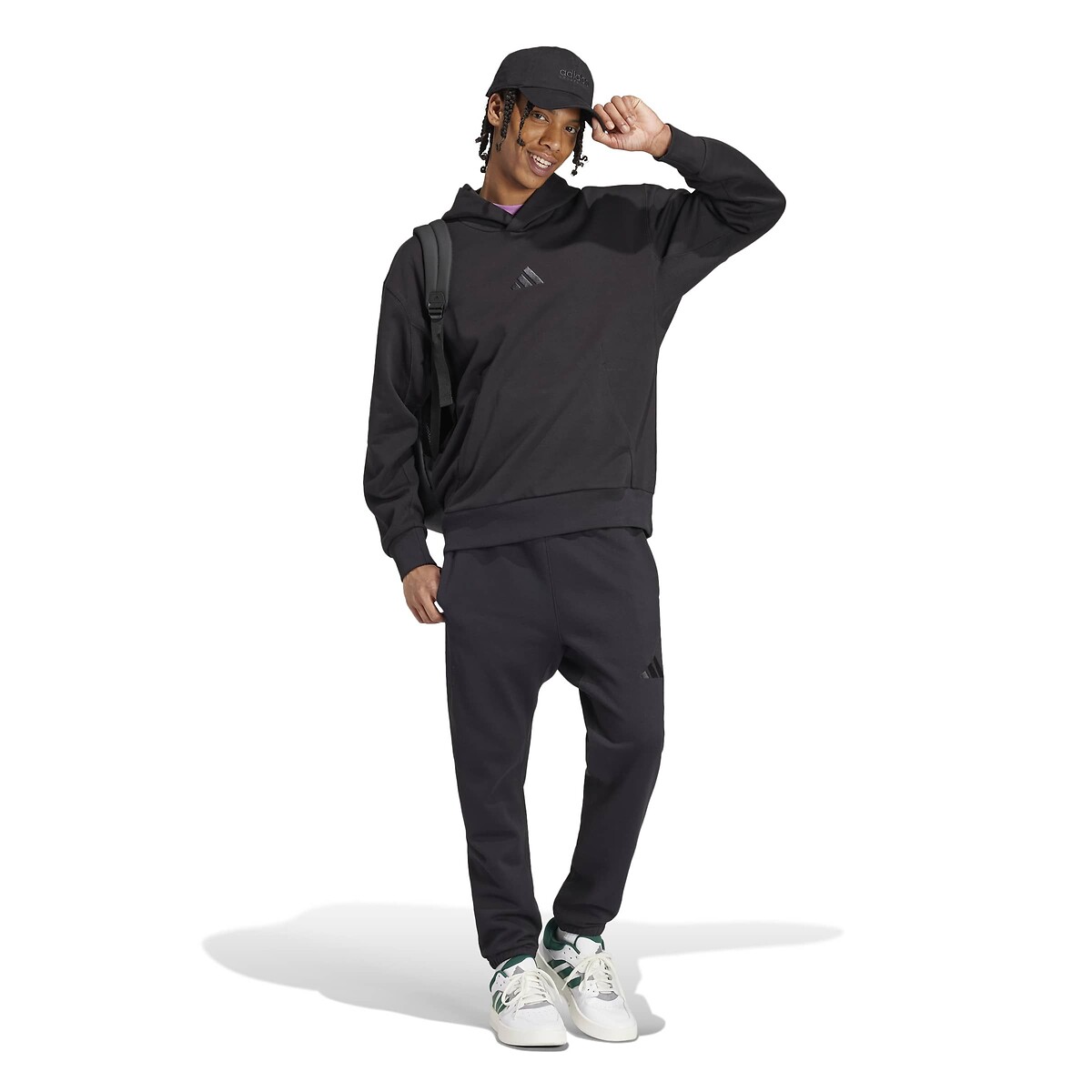 Sweat à capuche avec petit logo ton sur ton noir, ADIDAS SPORTSWEAR
