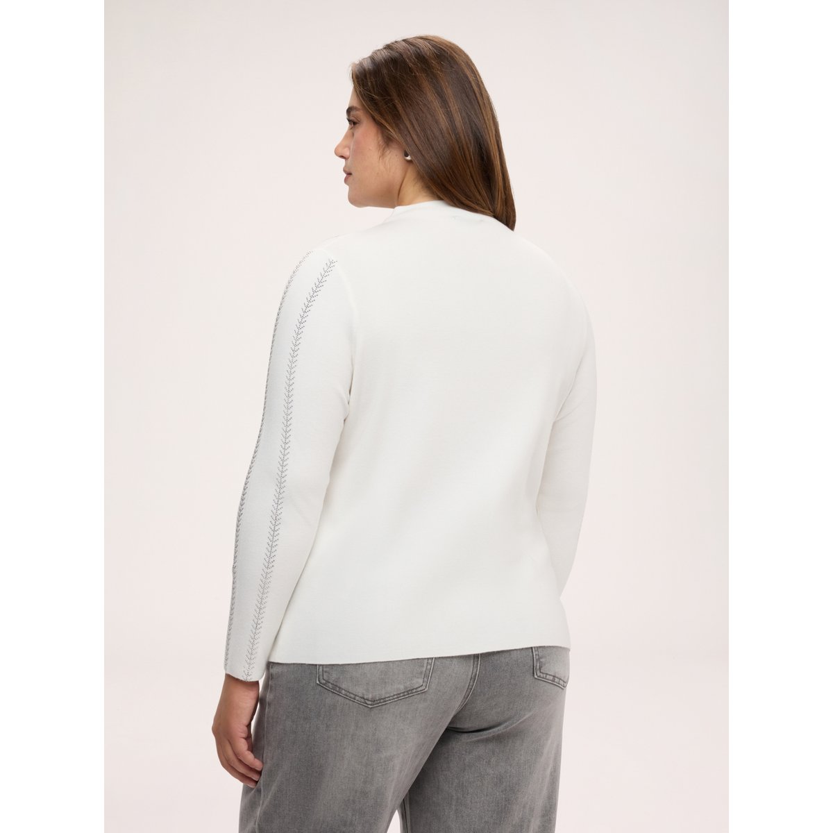 Pull avec broderie à rayures hotfix blanc, FIORELLA RUBINO