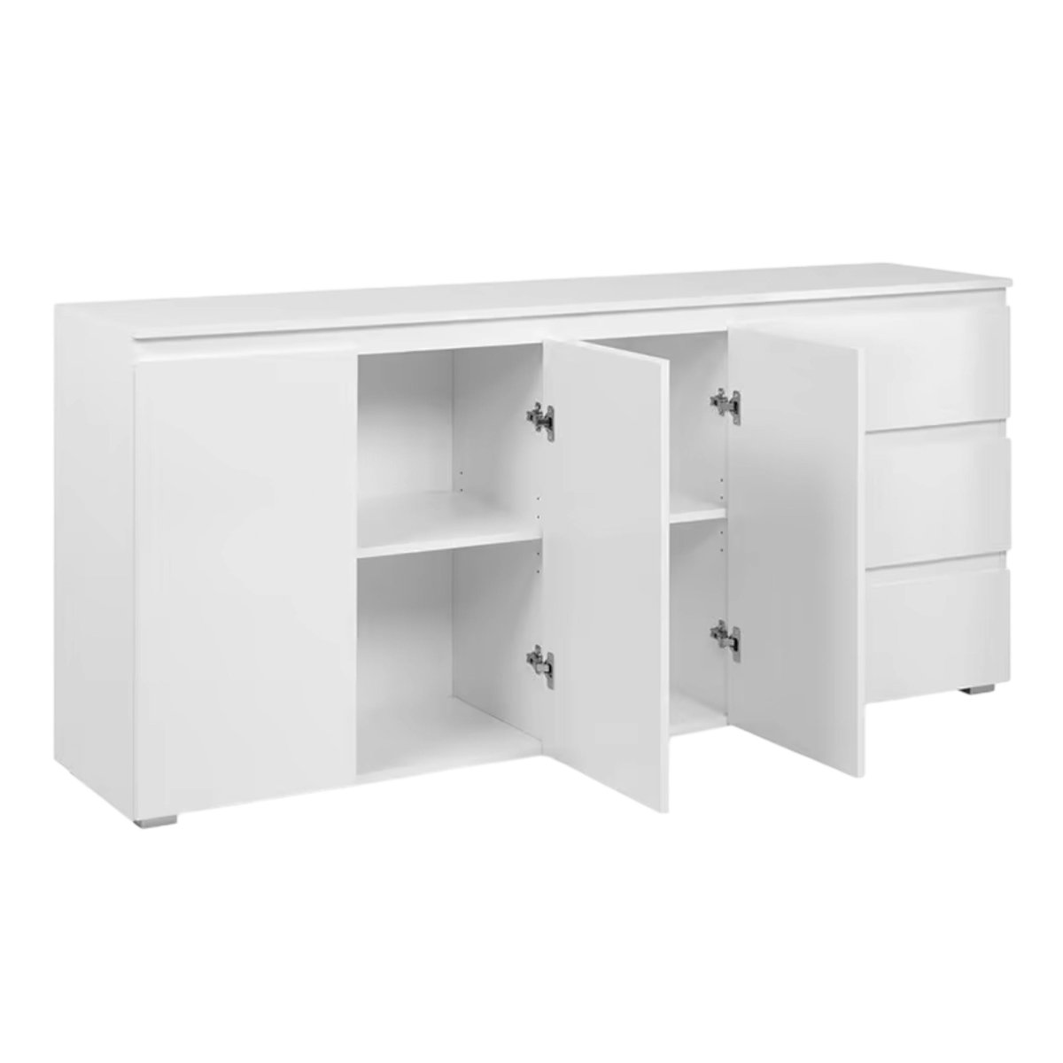 Buffet blanc moderne 3 portes 3 tiroirs ALVA blanc, PIER IMPORT
