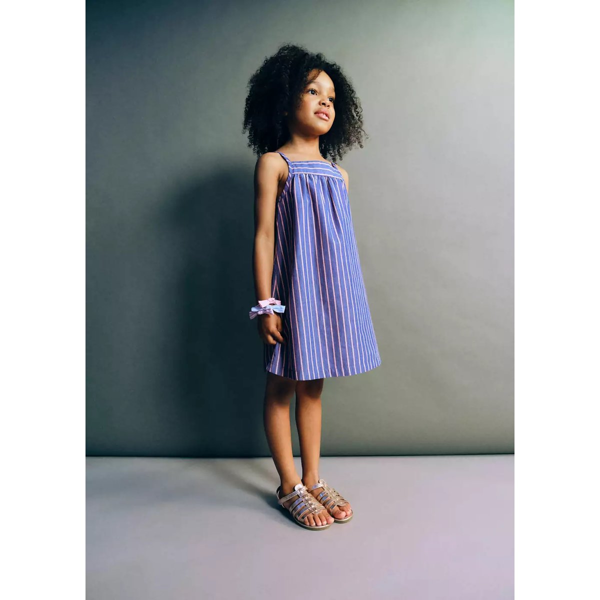 Robe rayures ouverture dos bleu, MANGO BABY