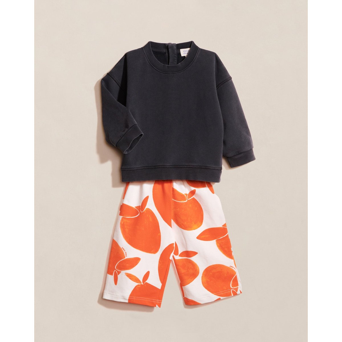 Sweat garment dye en coton bio, ESSENTIELS gris - stone grey, EMOI EMOI