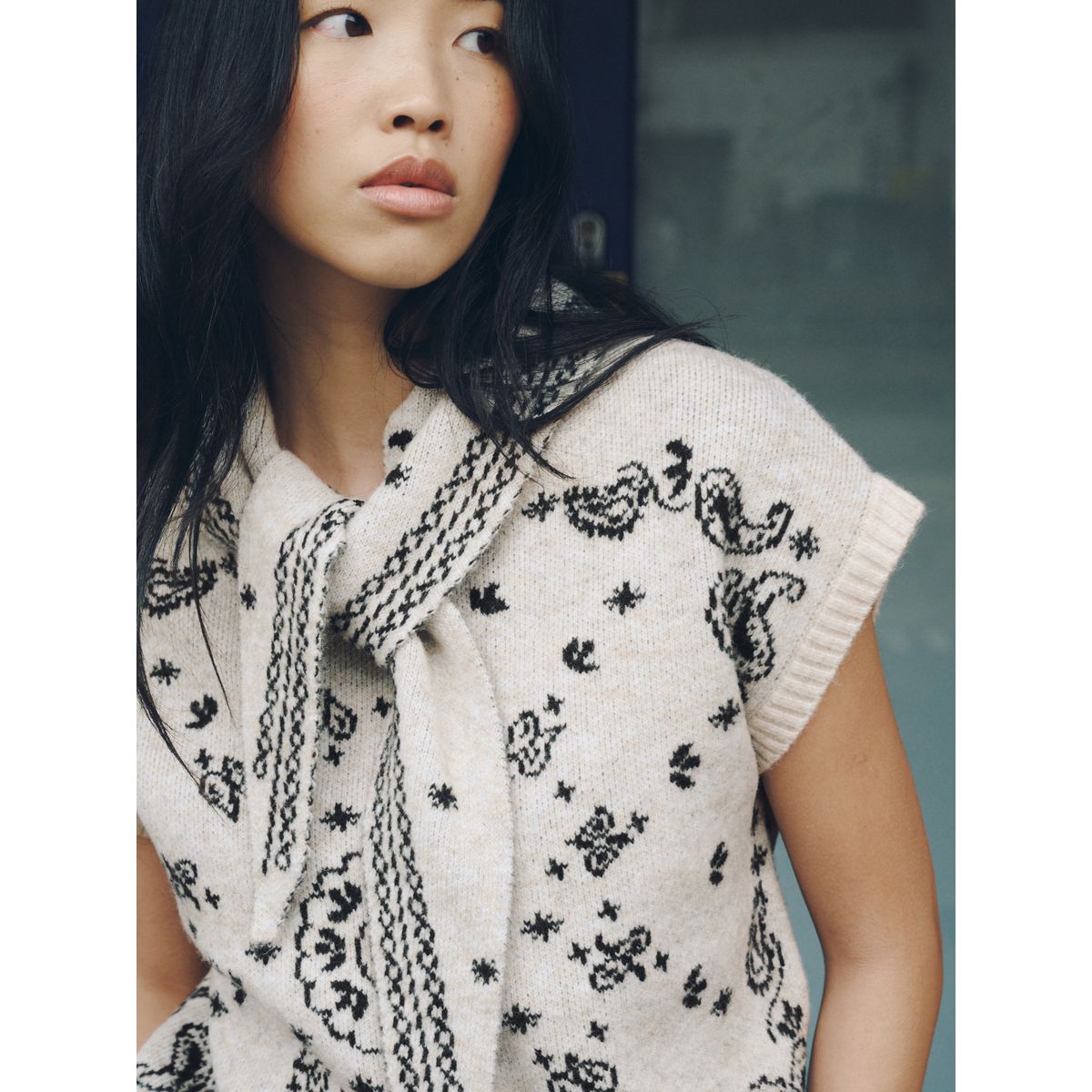 Débardeur avec lien au col imprimé bandana monochrome, NEXT