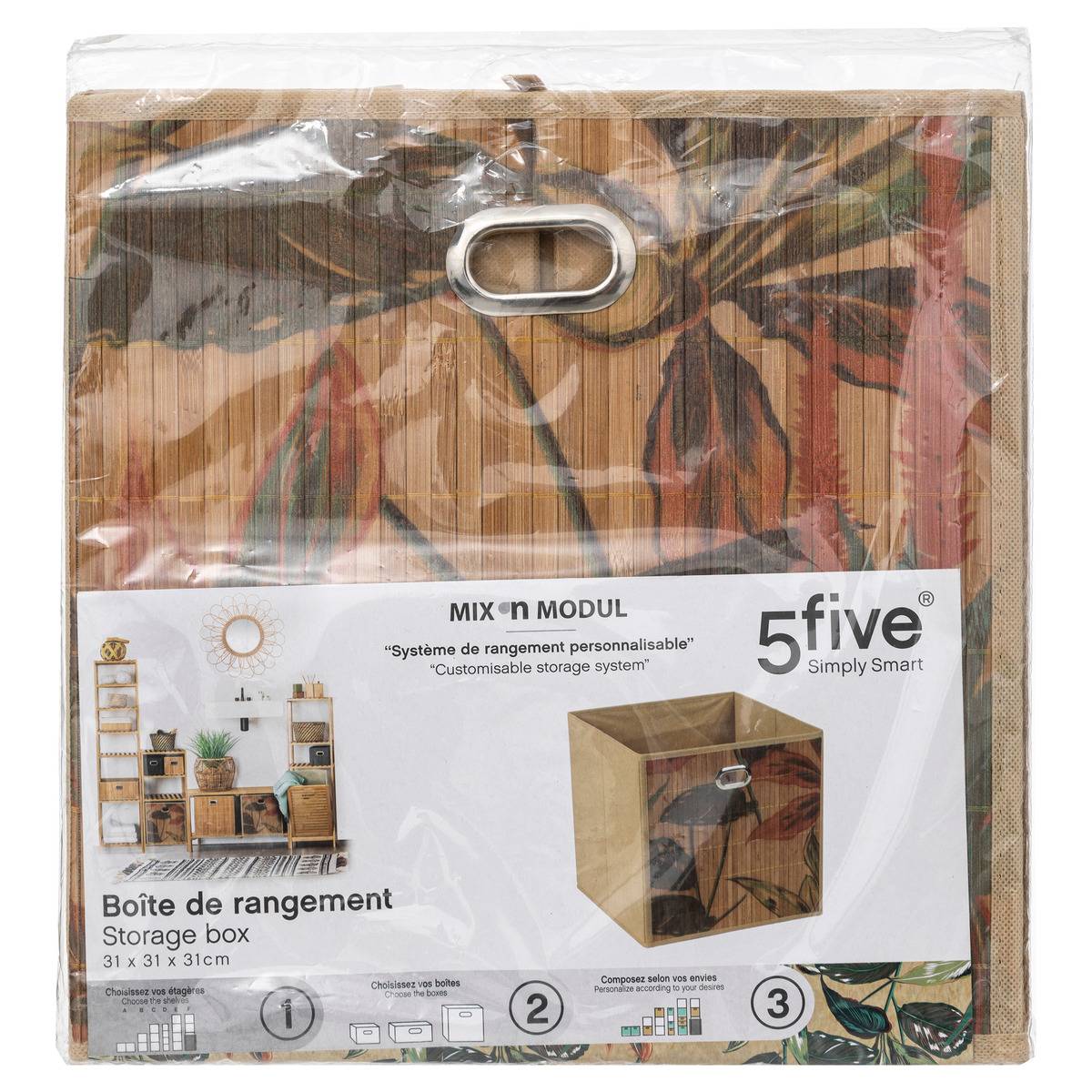 Panier de rangement à lattes en bambou MIX'N MODUL marron, 5FIVE SIMPLY SMART