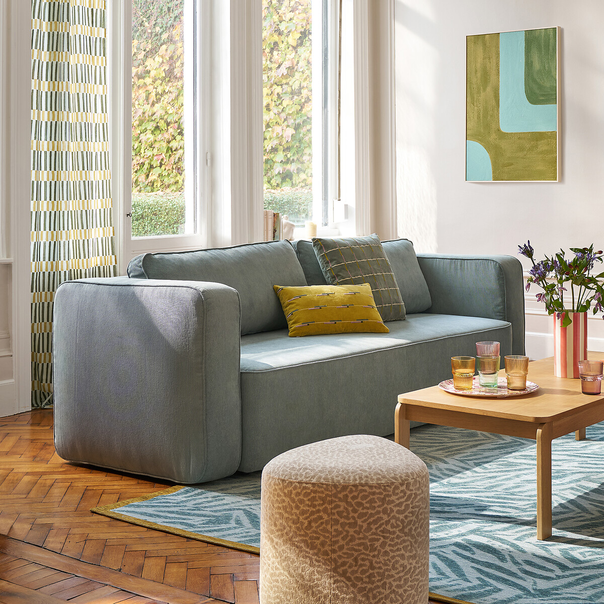 Housse de coussin rectangulaire, en velours de coton brodé, JANAE multicolore, LA REDOUTE INTERIEURS