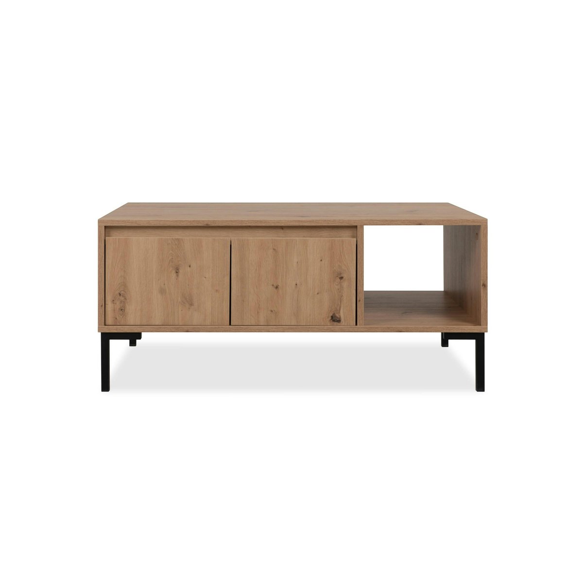 Table basse décor bois 2 portes 1 niche KARVI bois naturel, PIER IMPORT
