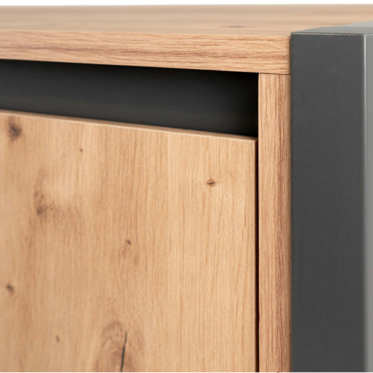 Buffet haut 2 portes, 2 tiroirs 2 niches ALVA chêne, PIER IMPORT