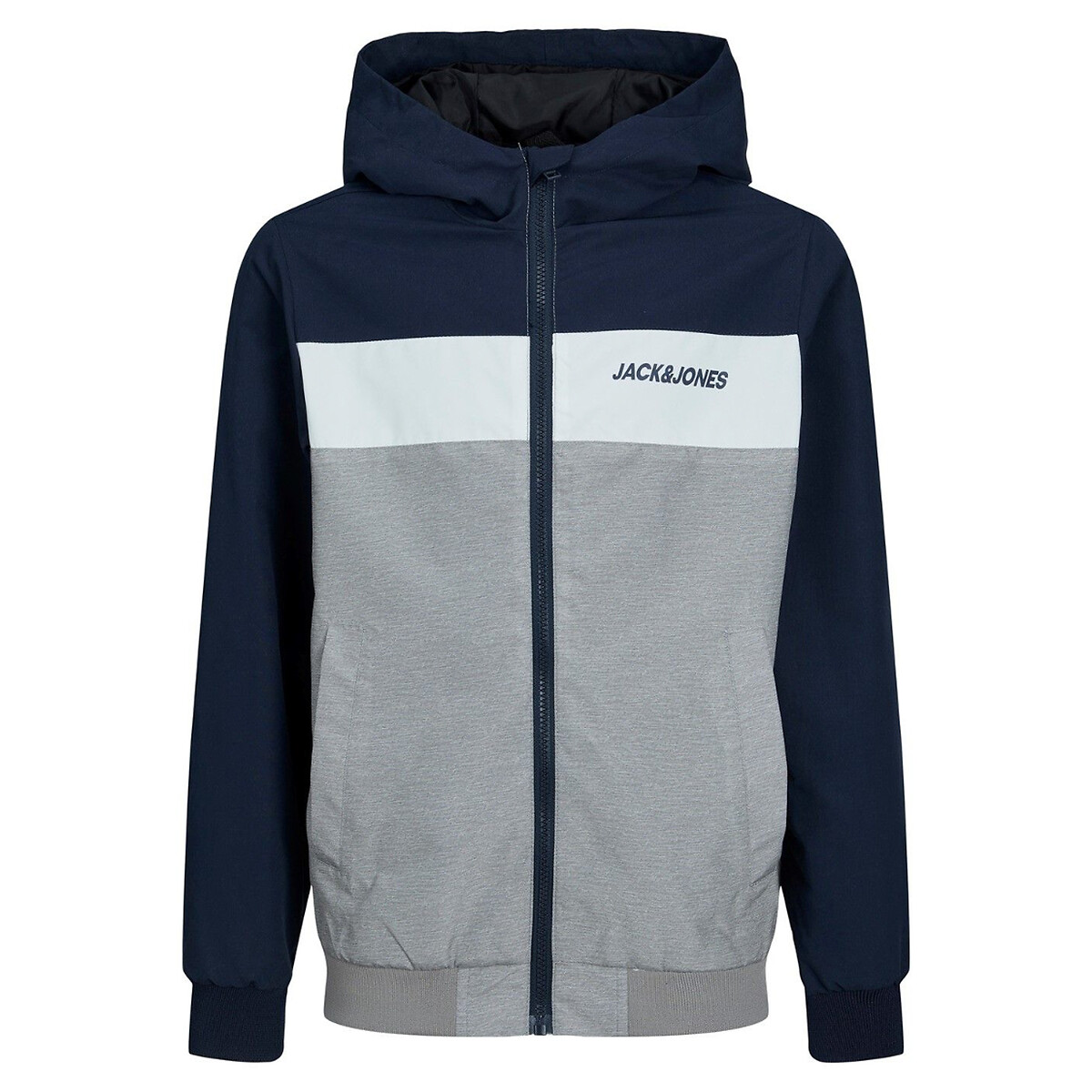 Blouson à capuche 10-16 ans bleu marine + gris, JACK & JONES JUNIOR