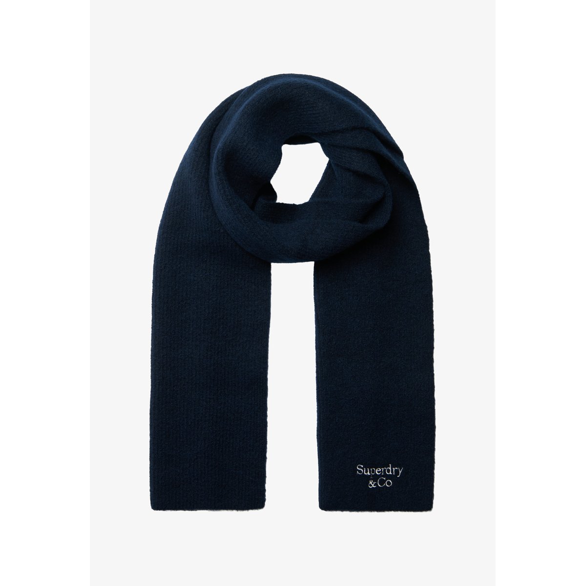 Écharpe Heritage Rib Knit en Maille bleu marine éclipse/blanc cassé, SUPERDRY