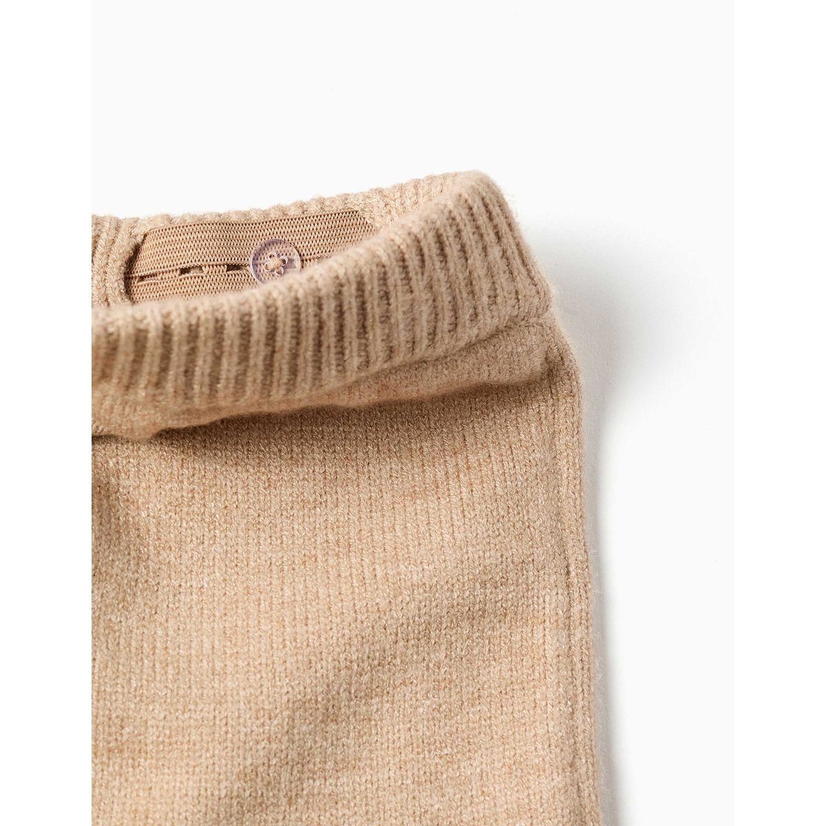 Pantalon en maille avec ourlet à rayures beige, ZIPPY