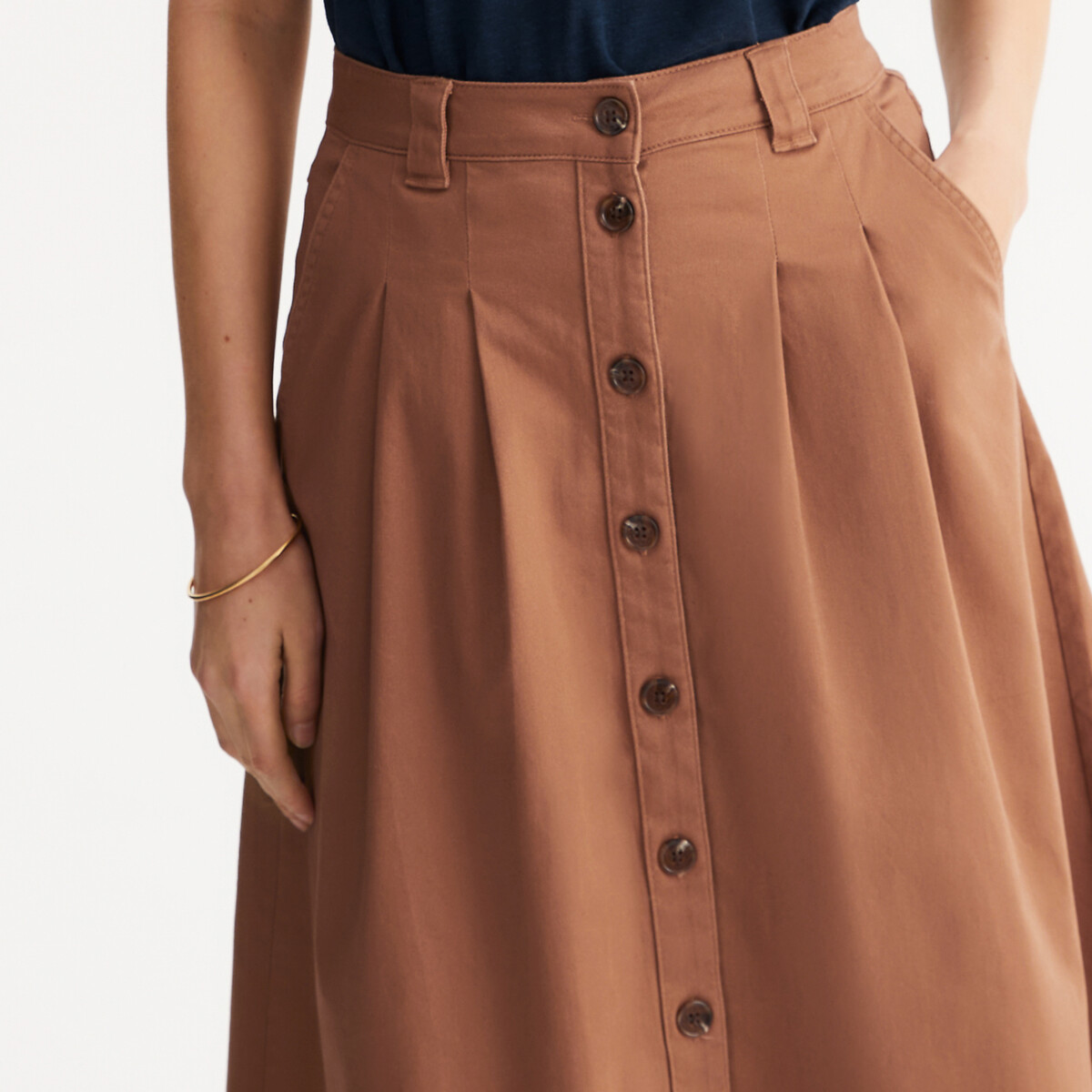 Buttoned Mid-Length Full Skirt camel beige, ANNE WEYBURN