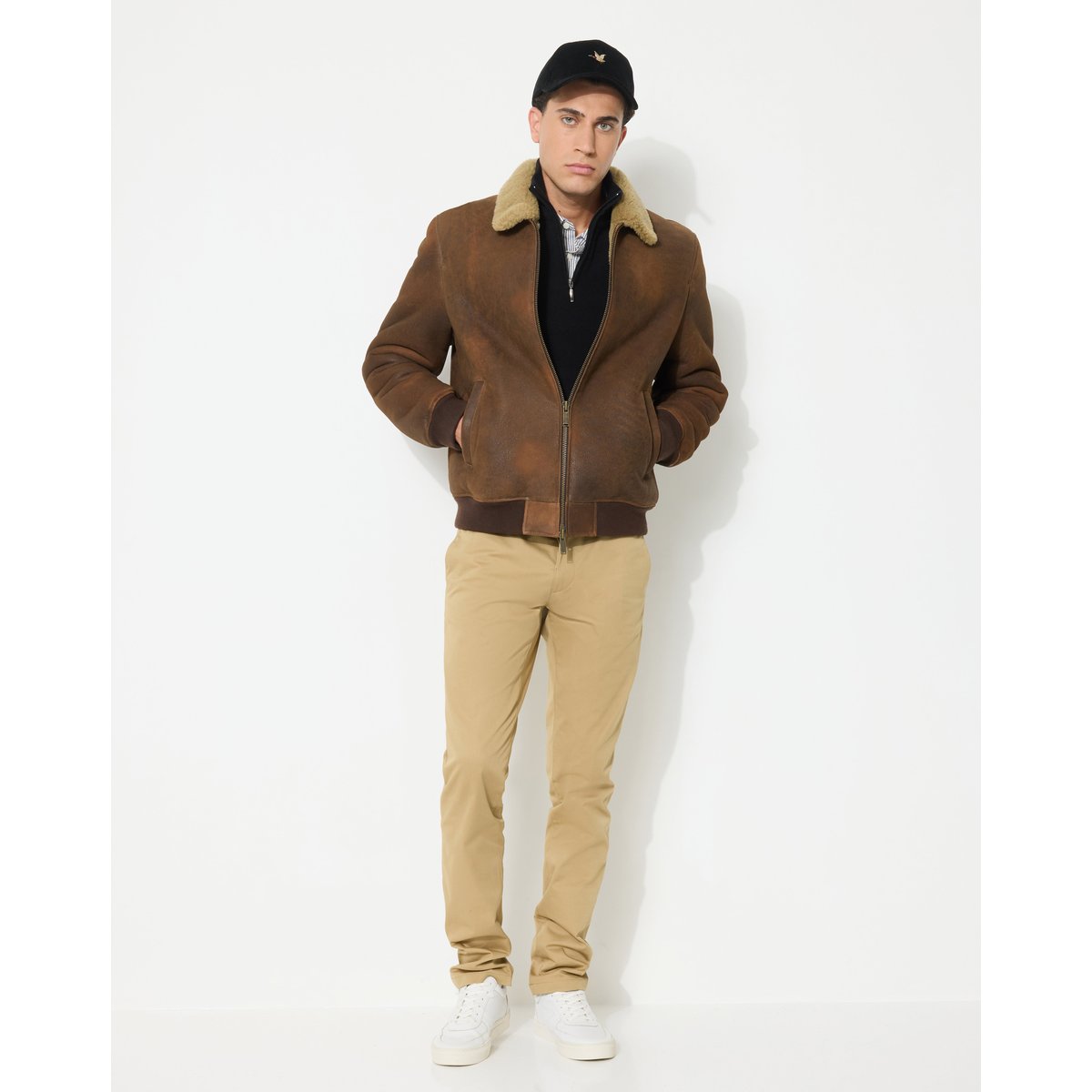 Veste en cuir PILOT SHEEP marron, CHEVIGNON