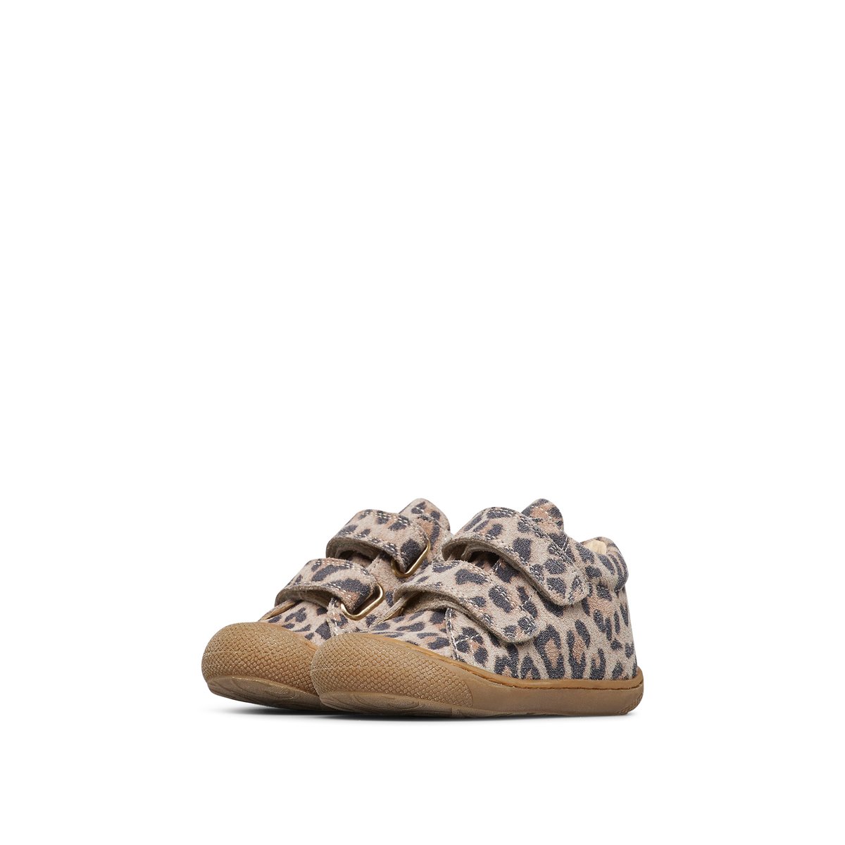 Chaussons premiers pas en suède imprimé léopard COCOON VL beige-, NATURINO