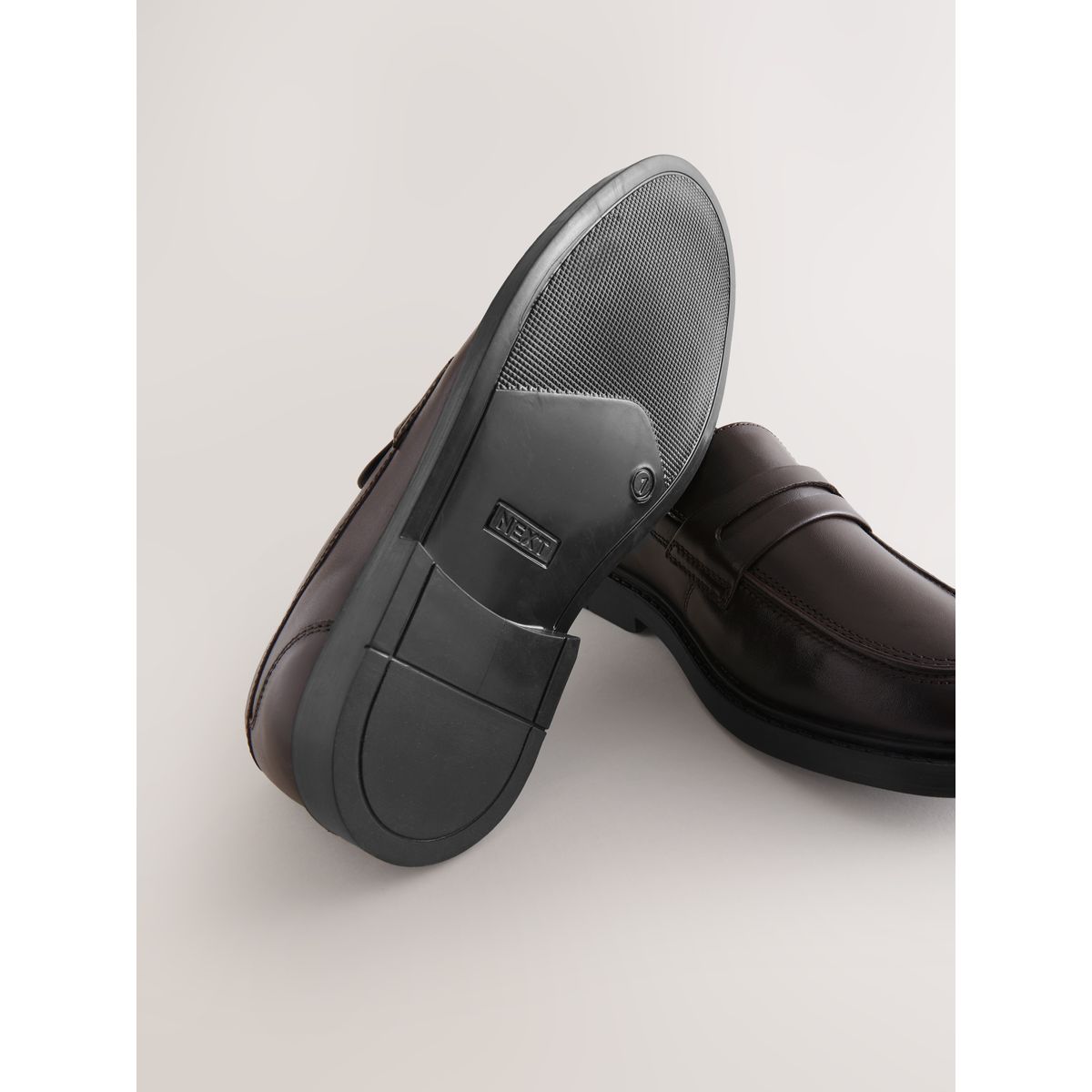Mocassins habillés cuir brun chocolat, NEXT