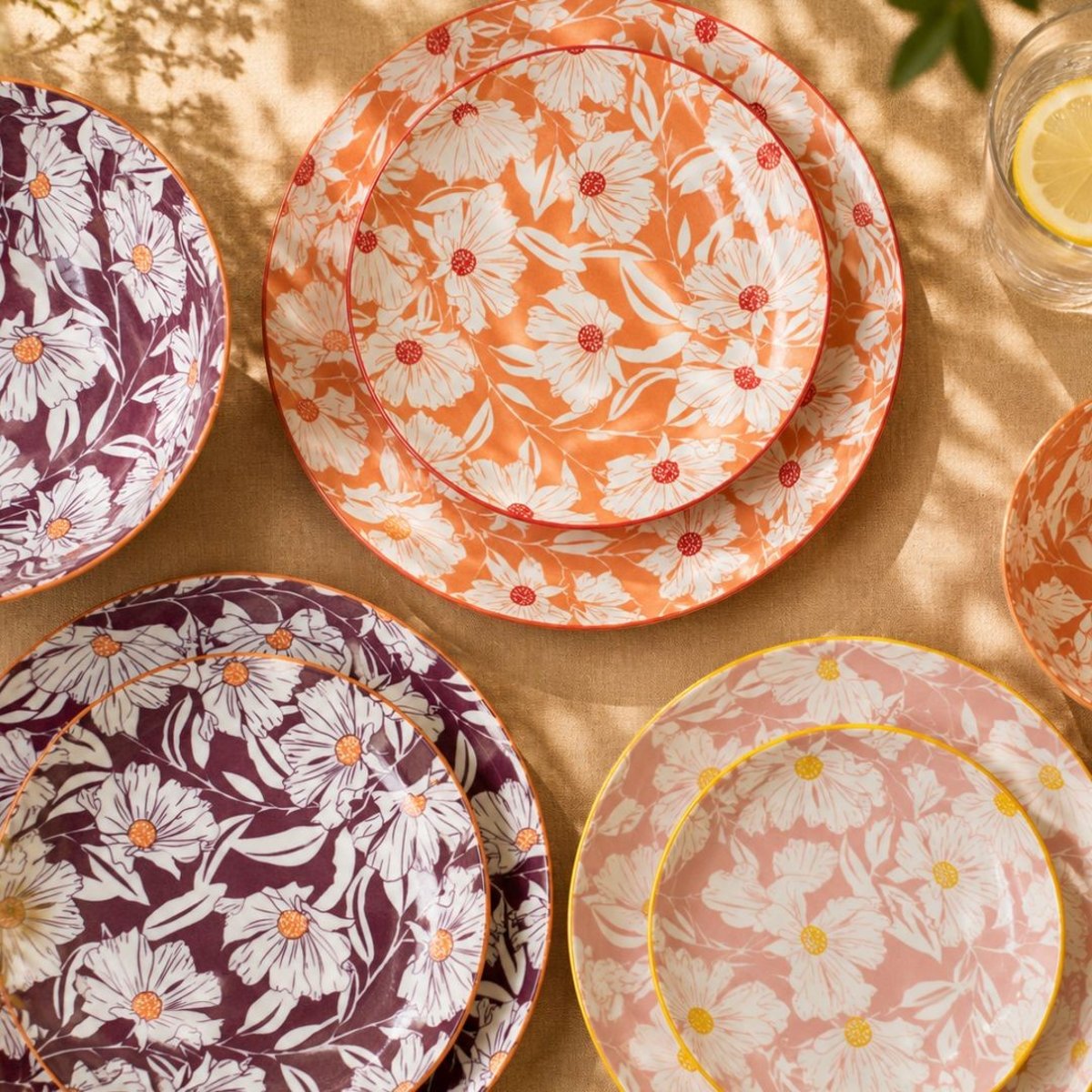 Lot de 6 petites assiettes, OPHELIA rose, ARTIME