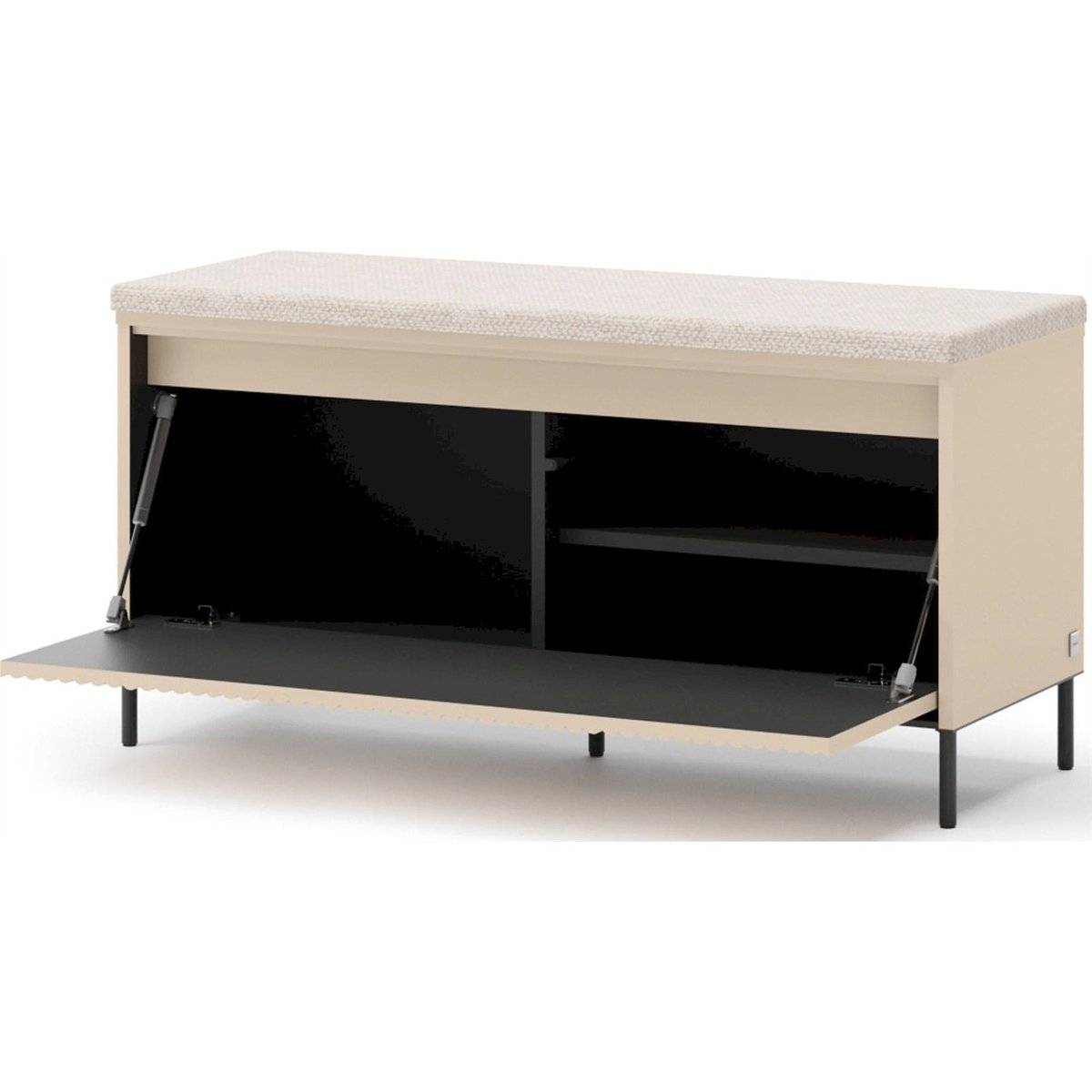 Banc coffre à chaussures bois avec LED beige sable et noir, RECOLLECTION