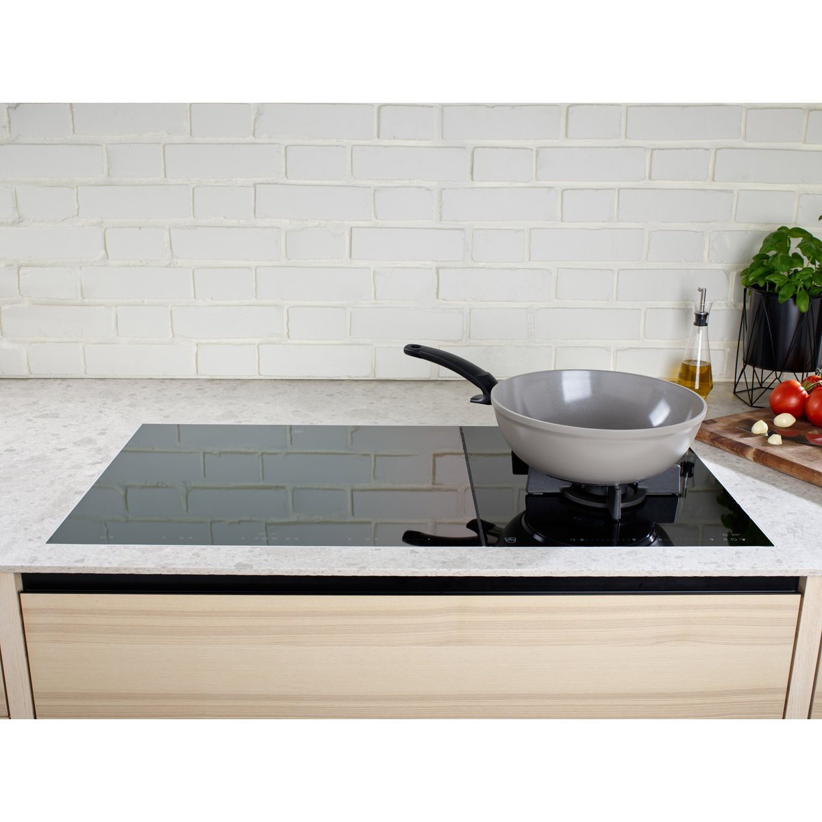 Wok en céramique anti-adhésive compatible induction, CERATAL gris, FISSLER