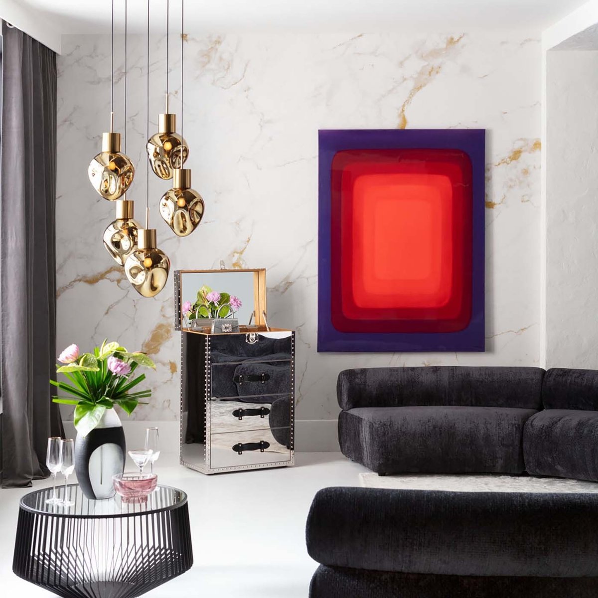 Table basse en verre et acier, CORINNE noir, KARE DESIGN