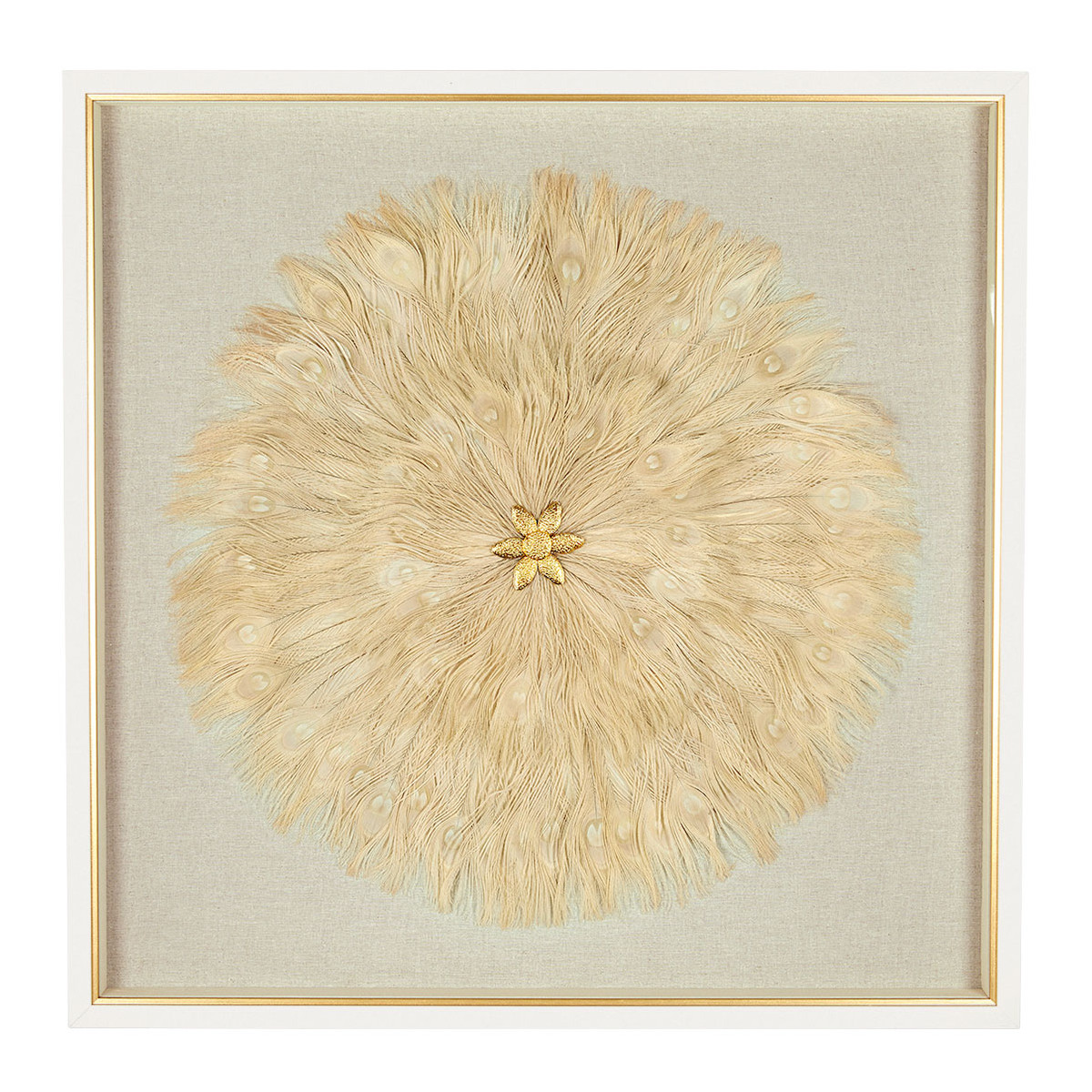 Décoration murale FLEUR en plumes - Écru beige, BLANC D’IVOIRE