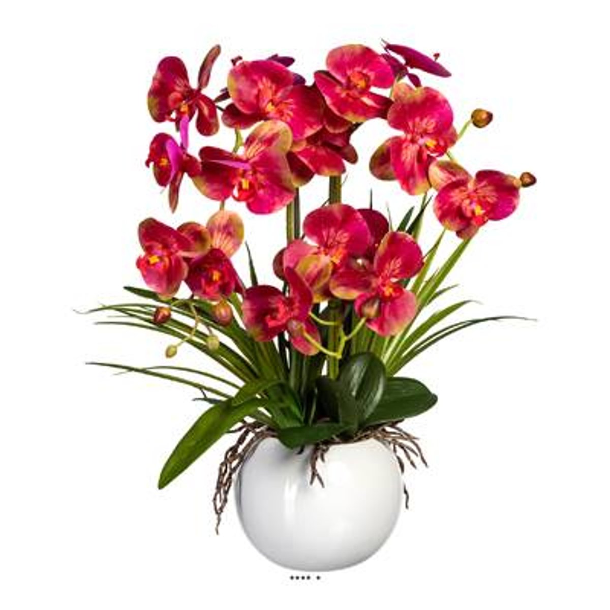 Orchidée factice 3 hampes vase céramique H58 rose beauty, ARTIFICIELLES