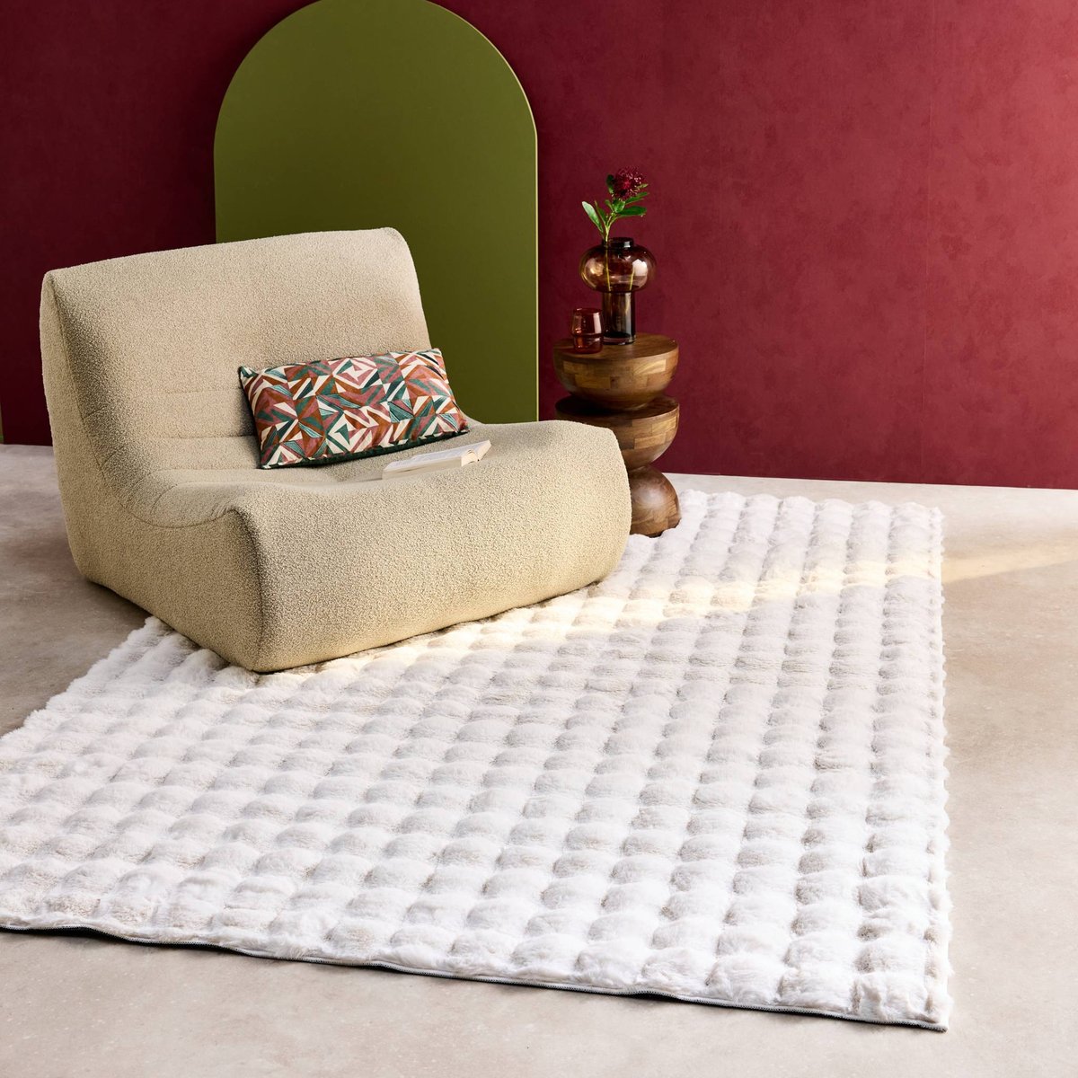 Tapis intérieur rectangulaire BUMPY blanc, SWEEEK