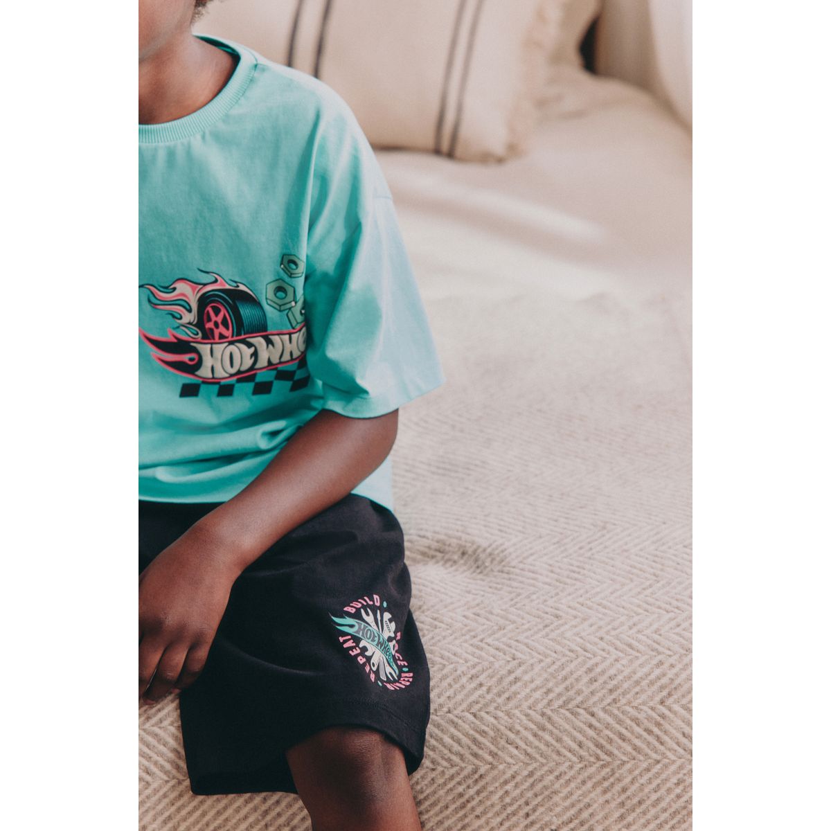 Pyjama court hot wheels, lot de 2 bleu/crème, NEXT