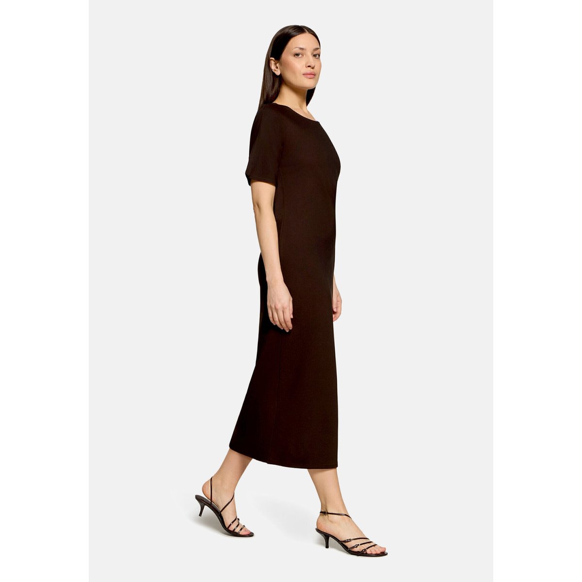 Robe longueur midi à fronce marron foncé, CARTOON