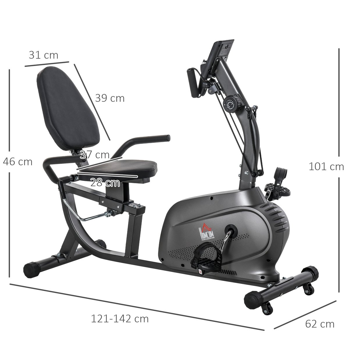 Vélo d'appartement magnétique Acier Noir noir, HOMCOM