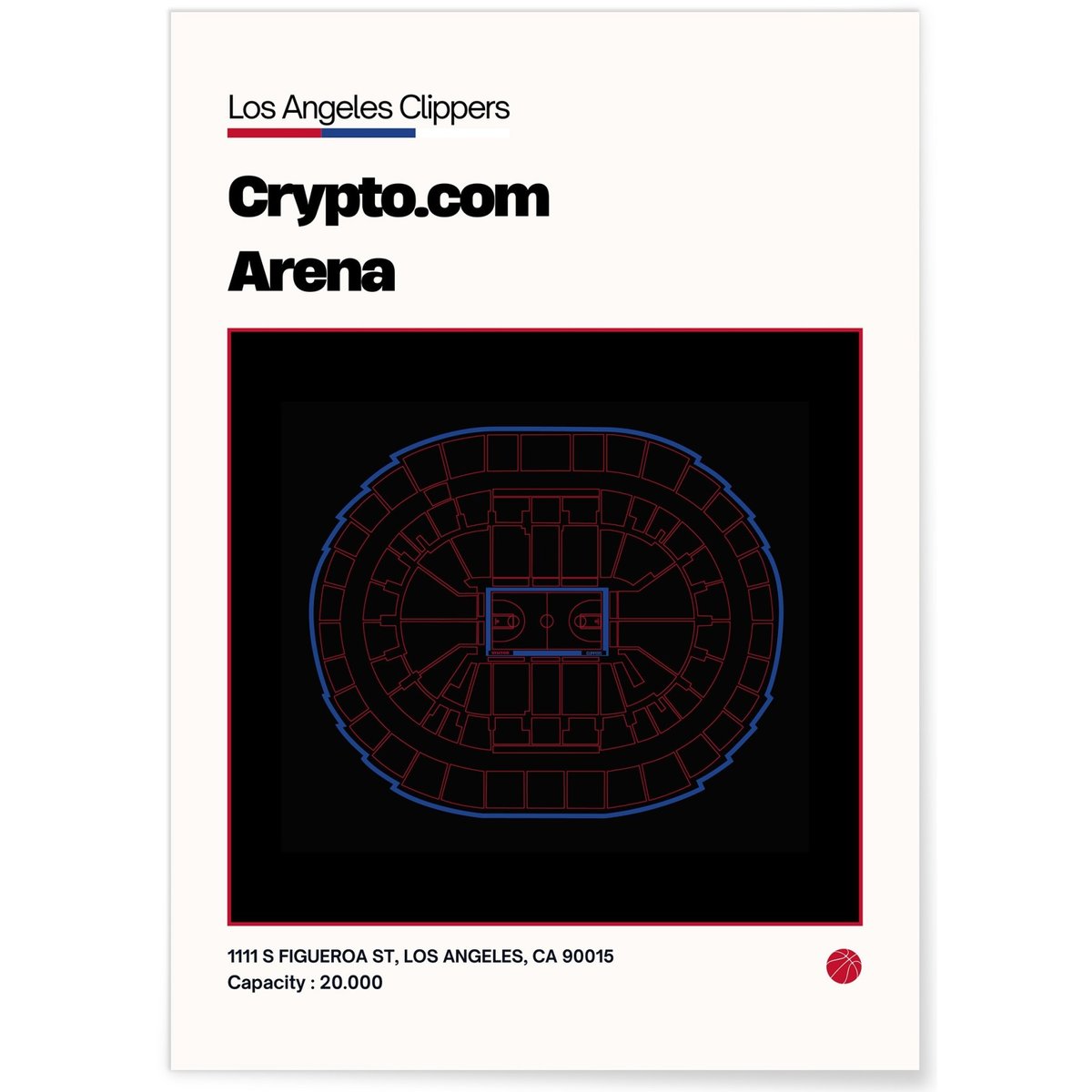 Affiche Crypto Arena - Los Angeles Clippers blanc, L'AFFICHERIE