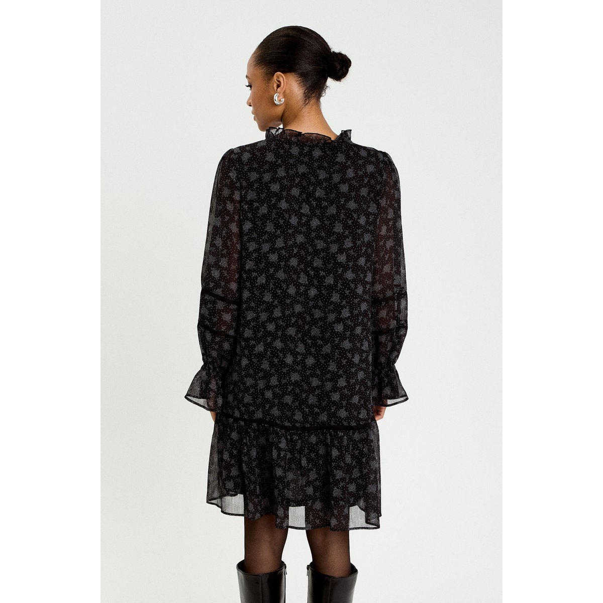 Robe évasée en voile noir, CACHE CACHE