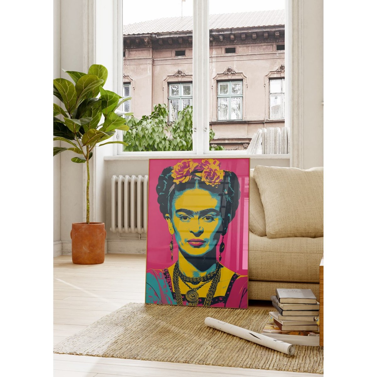 Affiche Frida Kahlo Pop Art blanc, L'AFFICHERIE