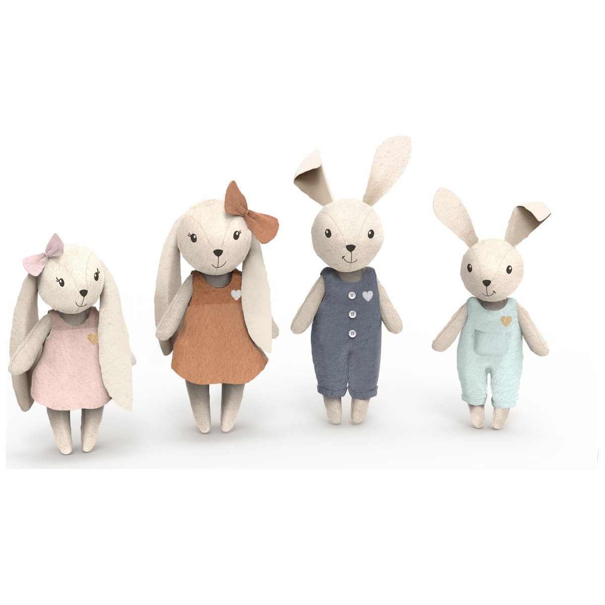 Famille lapin (4 personnages) multicolore, SPEEDY MONKEY