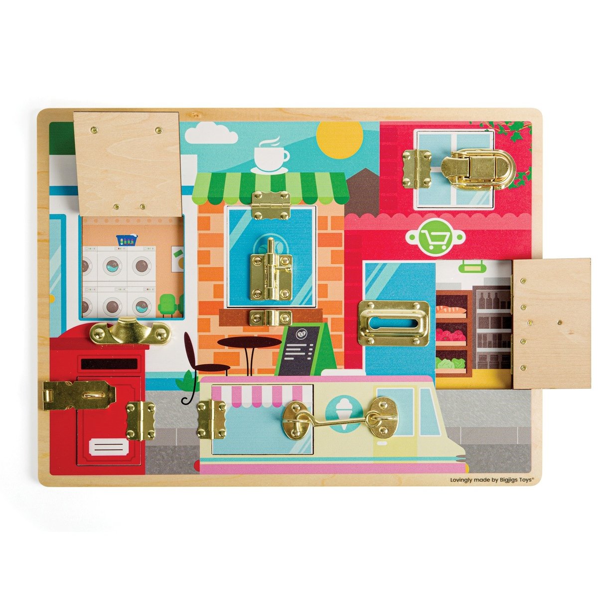 Jeu d'activités loquets et serrures beige, BIGJIGS