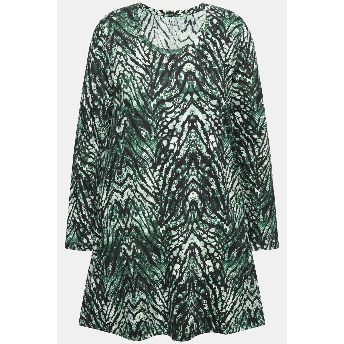 T-shirt long à col rond et manches longues vert, ULLA POPKEN
