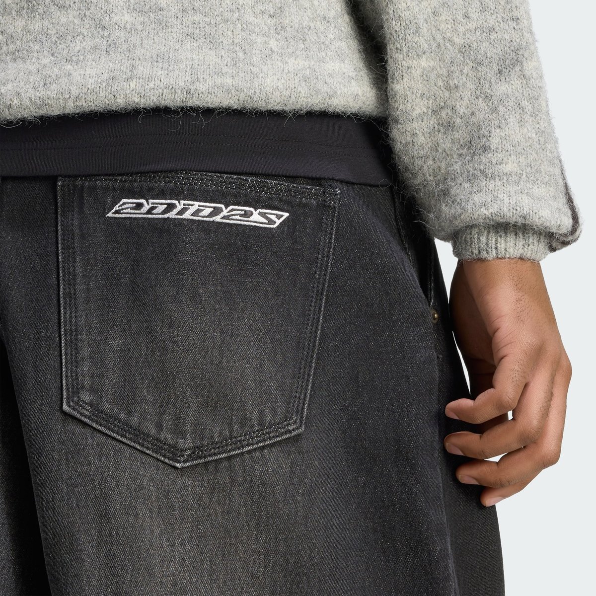 Jean Taille Mi-Haute Wide Leg Jean Taille Mi-Haute Wide Leg true black denim, adidas Originals